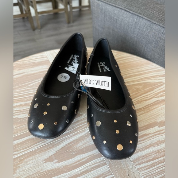 Seychelles|Anthropologie Black studded embellished round toe flats,boho NWT•••7W - Picture 4 of 12